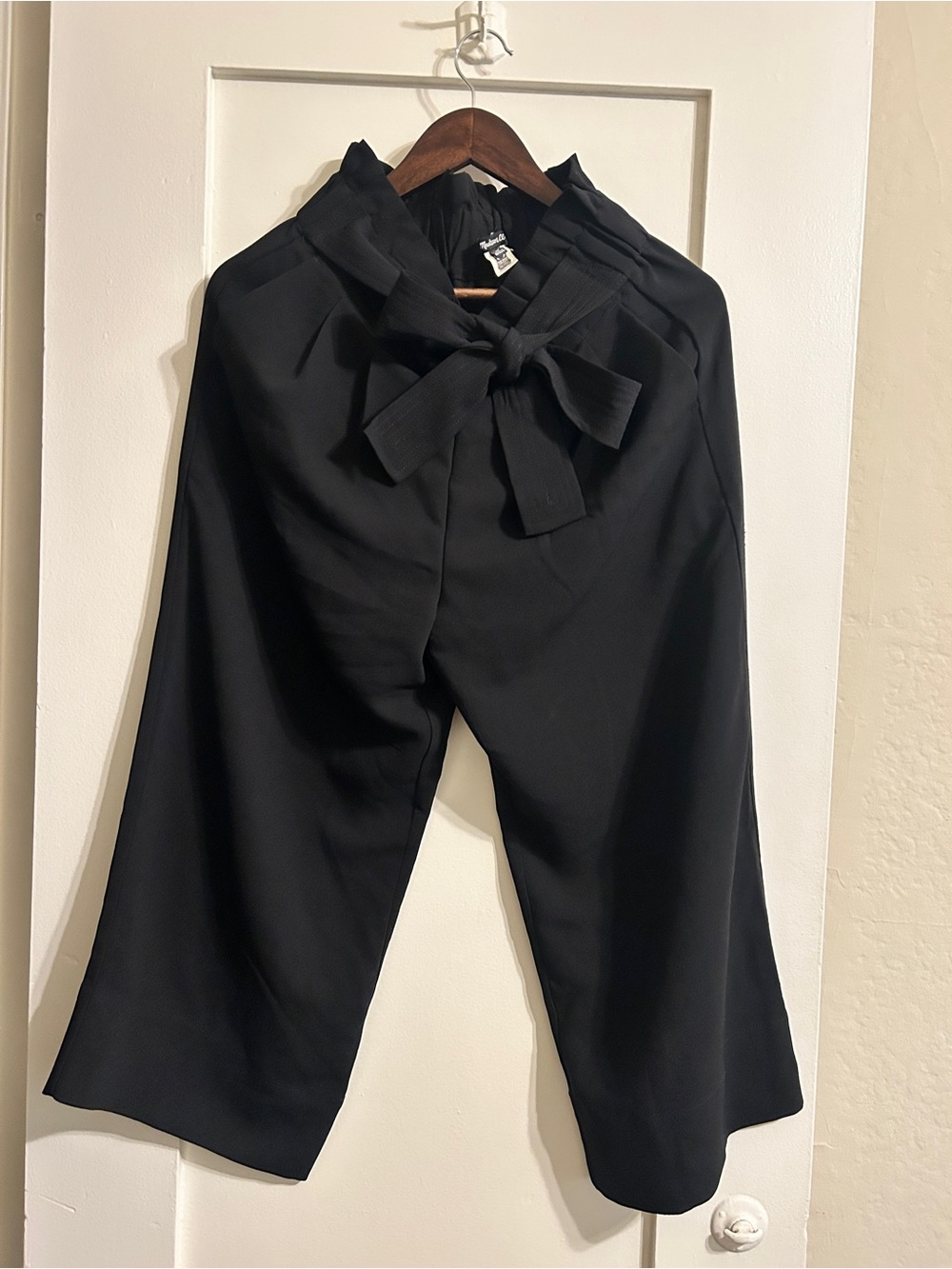 Madewell Black Wide-Leg Tie-Waist Pants